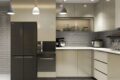 Kitchen minimalist modern design with countertops and hanging lights elegant
