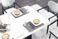 Dining room modern minimalist with neutral tones, sleek furniture simple & elegant design