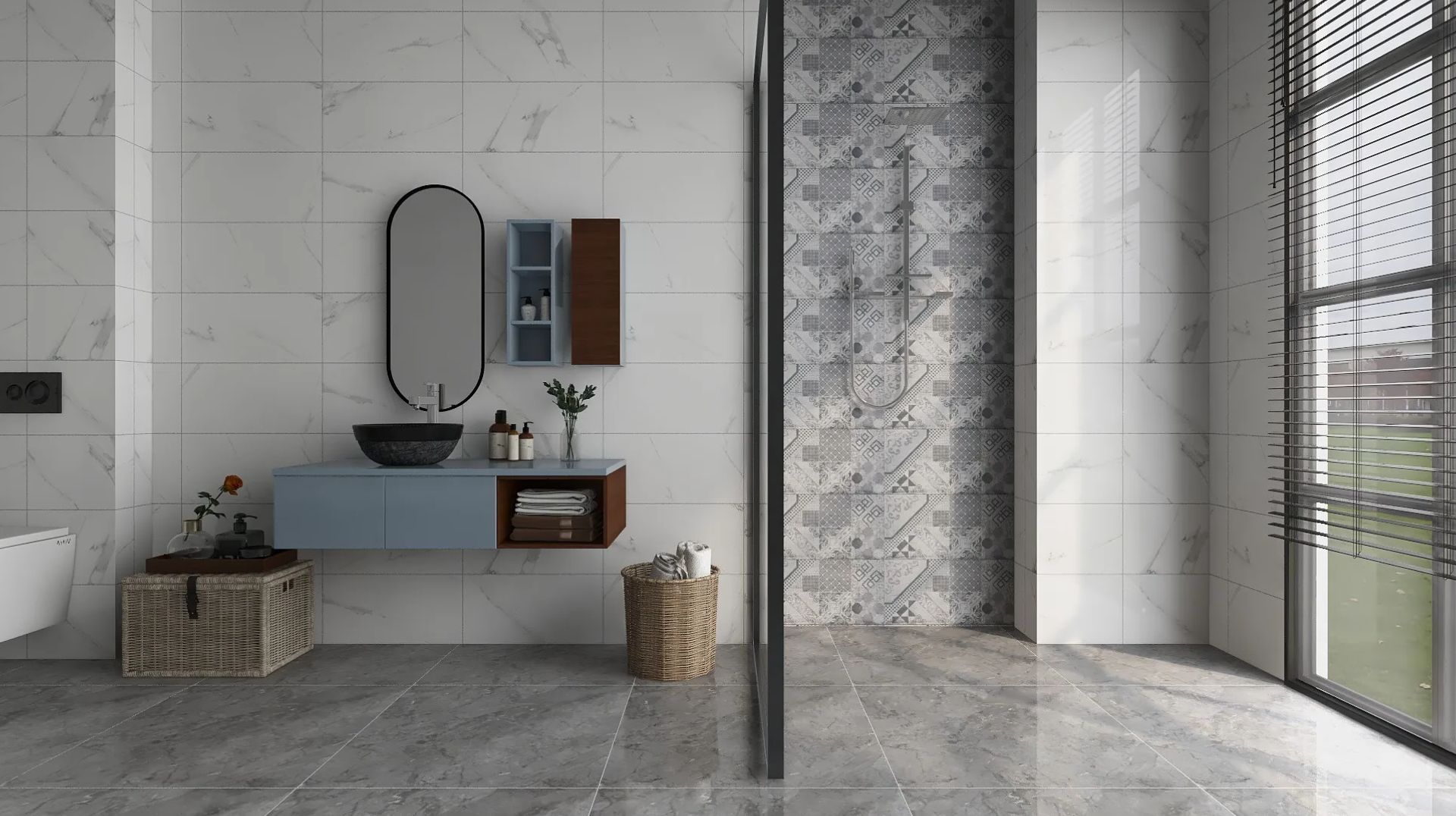 Modern Minimalist Gray Bathroom Design